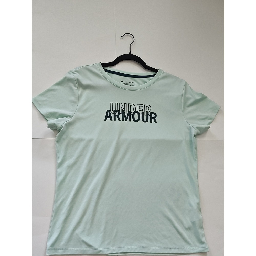 Under Armour HeatGear Womens XL Mint Green Graphic Short Sleeve Loose T-Shirt